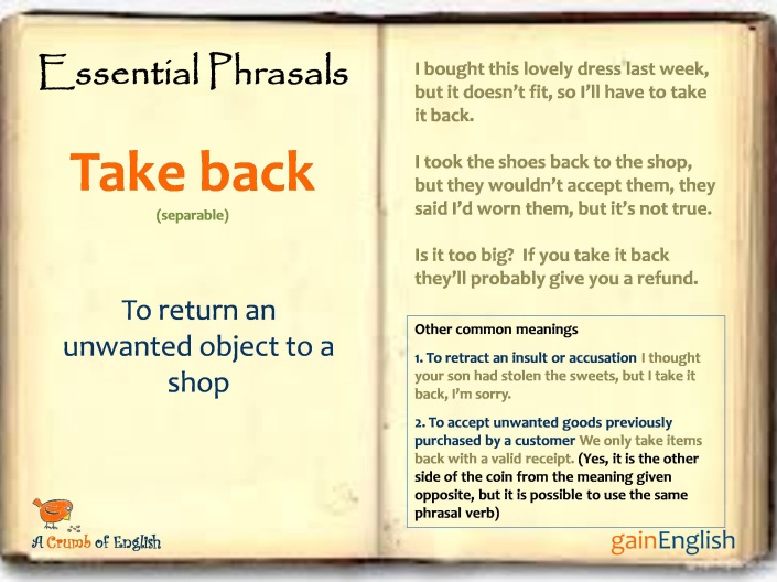 Essential phrasals - Take back